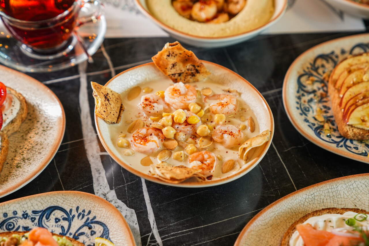 Fatteh Hummus with Shrimp